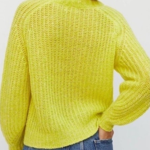 By Anthropologie Honore Sweater Highlighter Yellow XS Wool Blend Fluorescent - Picture 3 of 13